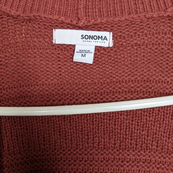 Women's Sonoma Goods For Life® Allover Stitch Cardigan Burgundy size Medium - Picture 2 of 4